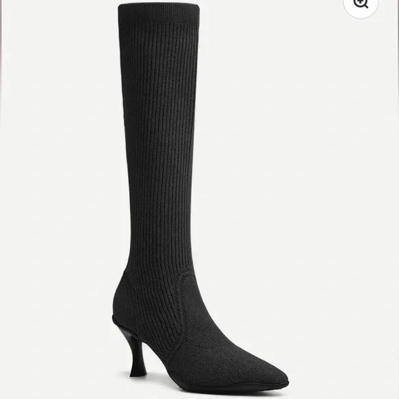 Cosy Island Black Knee-High Boots | Kitten Heel | Waterproof - Picture 2 of 9